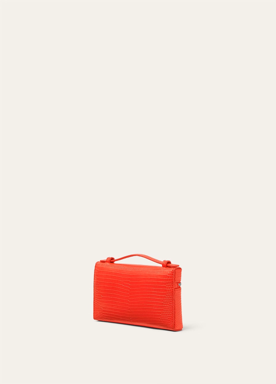 Bolsillo extra Mini estuche de piel de lagarto Lápiz labial coral/plata antigua