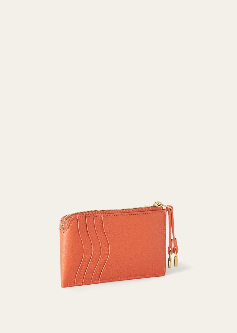 Bolsa adicional con cremallera de piel de becerro Coral Fiction/Sun Gold
