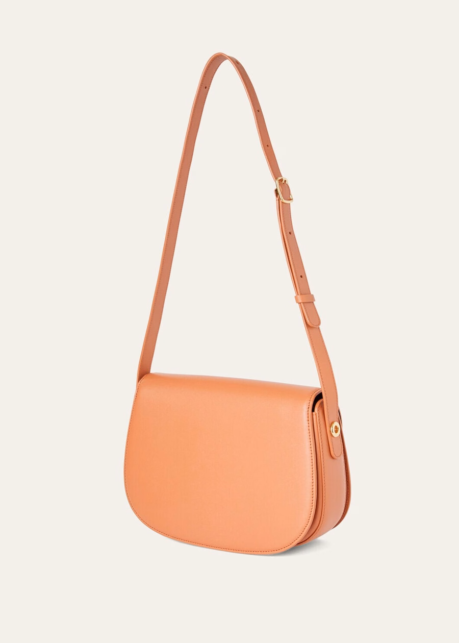 Bolso pequeño Ghiera de piel de becerro lisa con estampado de peces koi/azul marino