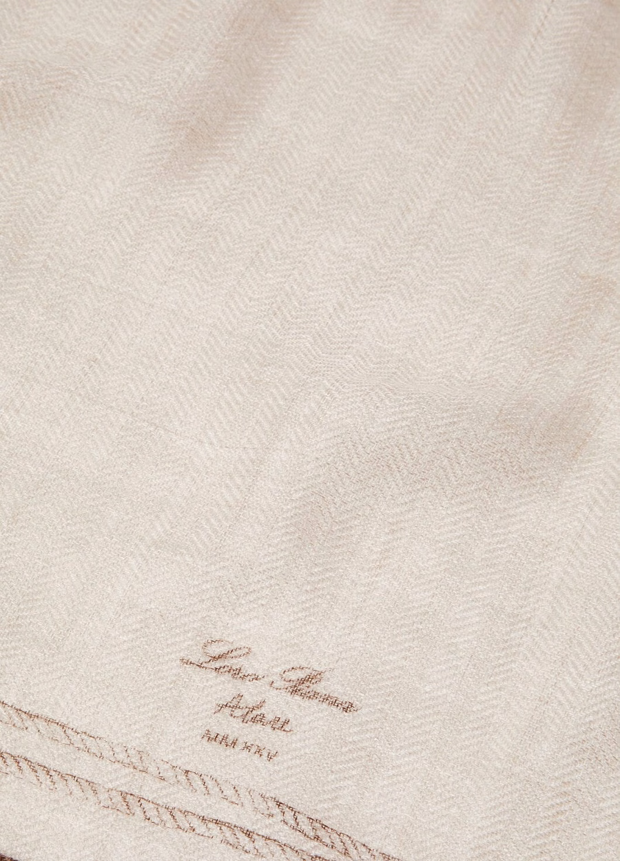Loro Piana Alare Silk Cashmere Foulard Sandshell Beige/Elmwood