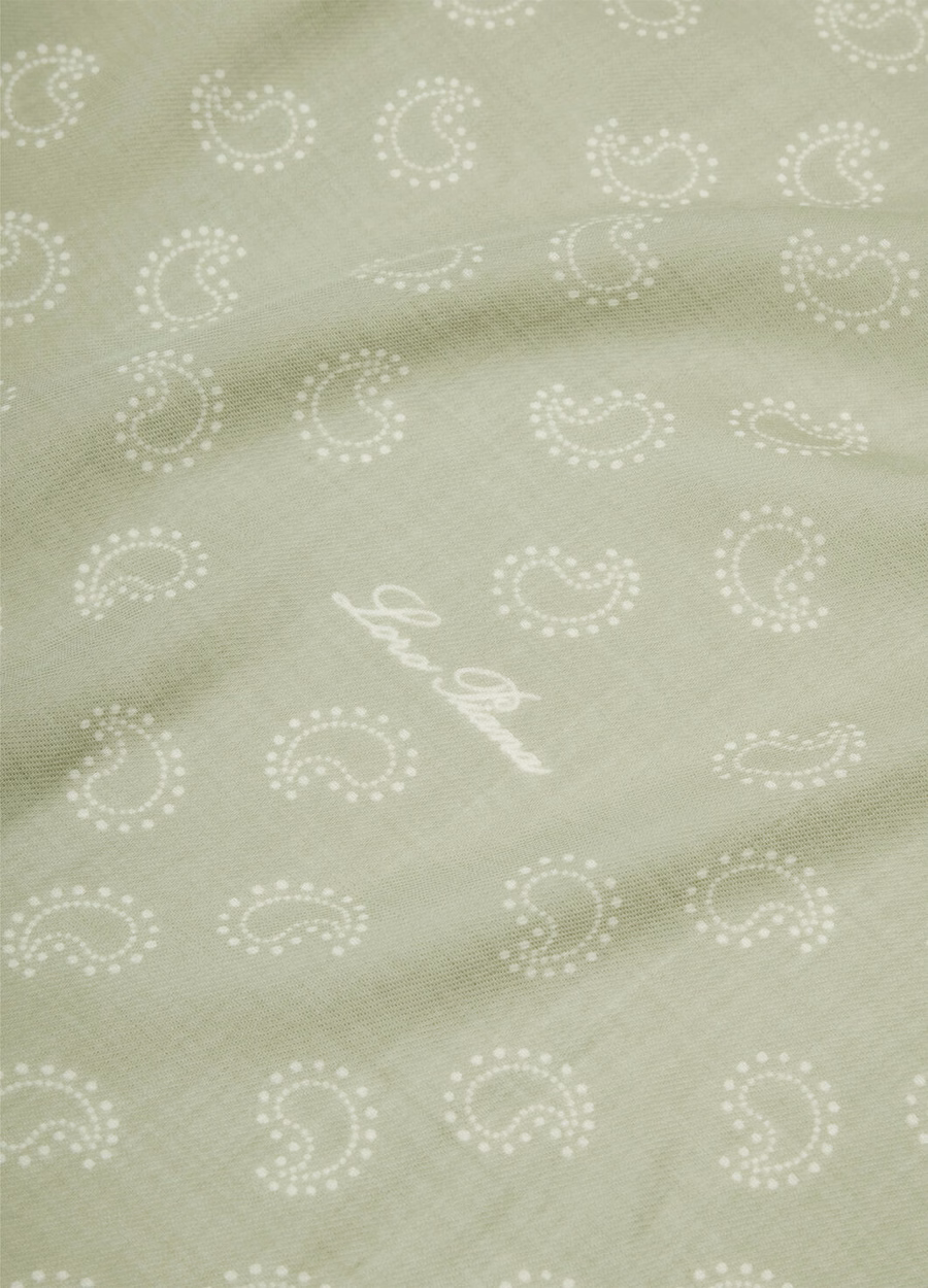 Loro Piana Foulard Bandana Lana Verde Menta/Blanco
