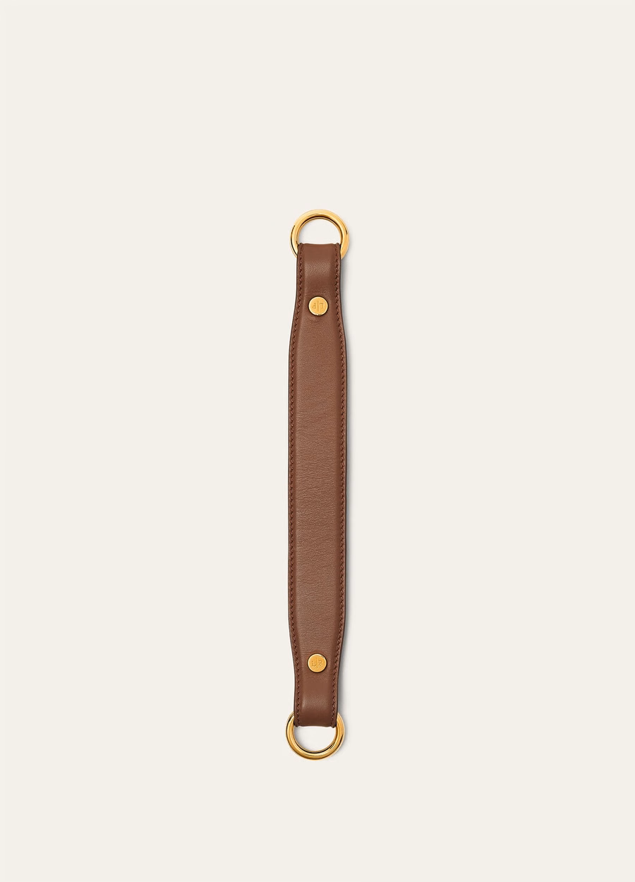 Loro Piana Handle Foulard Piel de becerro Caramelo Azúcar/Oro Sol