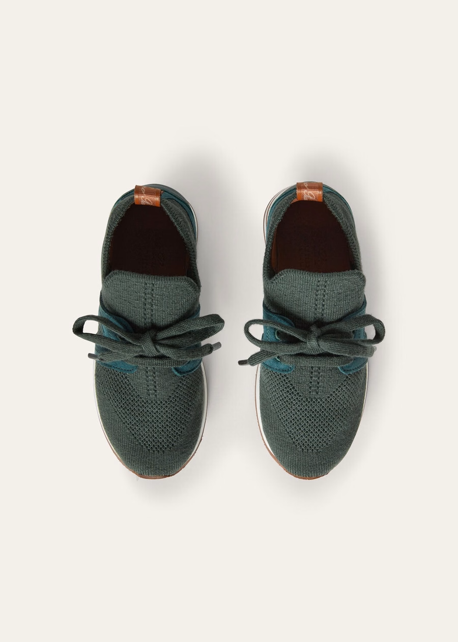 Zapatillas de tenis infantiles 360 LP Flexy Walk Wish® de lana color verde Agano.