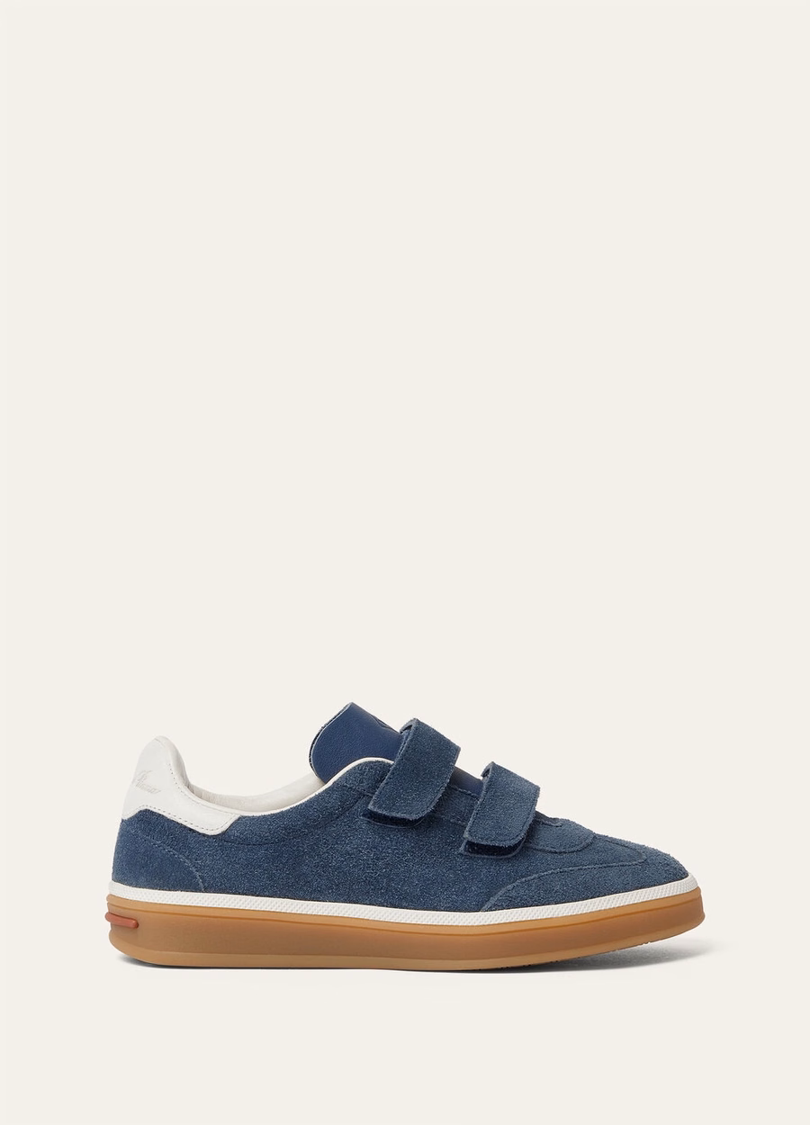Zapatillas de deporte infantiles para caminar, de ante, en las pantorrillas, color negro higo.