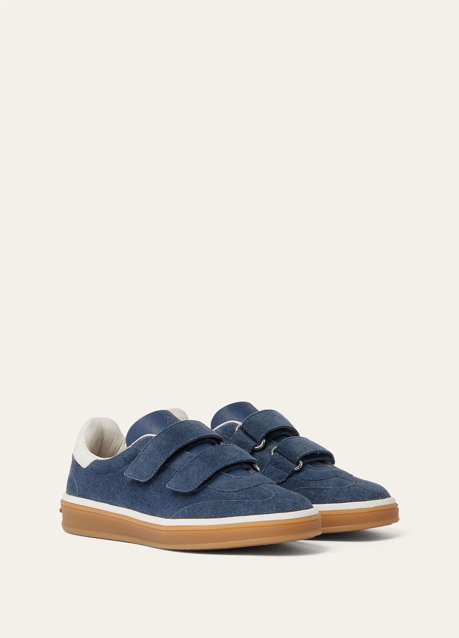 Zapatillas de deporte infantiles para caminar, de ante, en las pantorrillas, color negro higo.