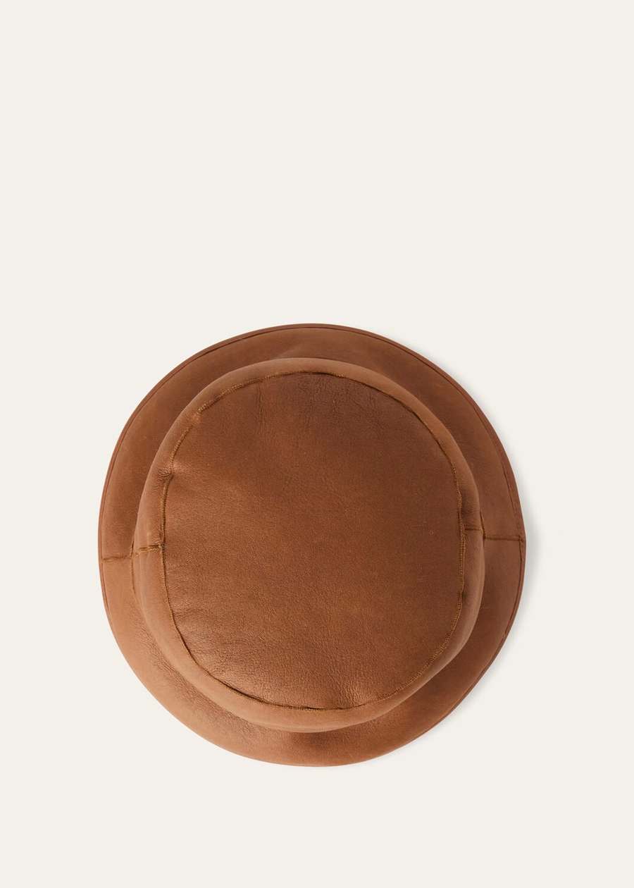 Sombrero tipo cubo Lys Camel Highlander de piel de oveja