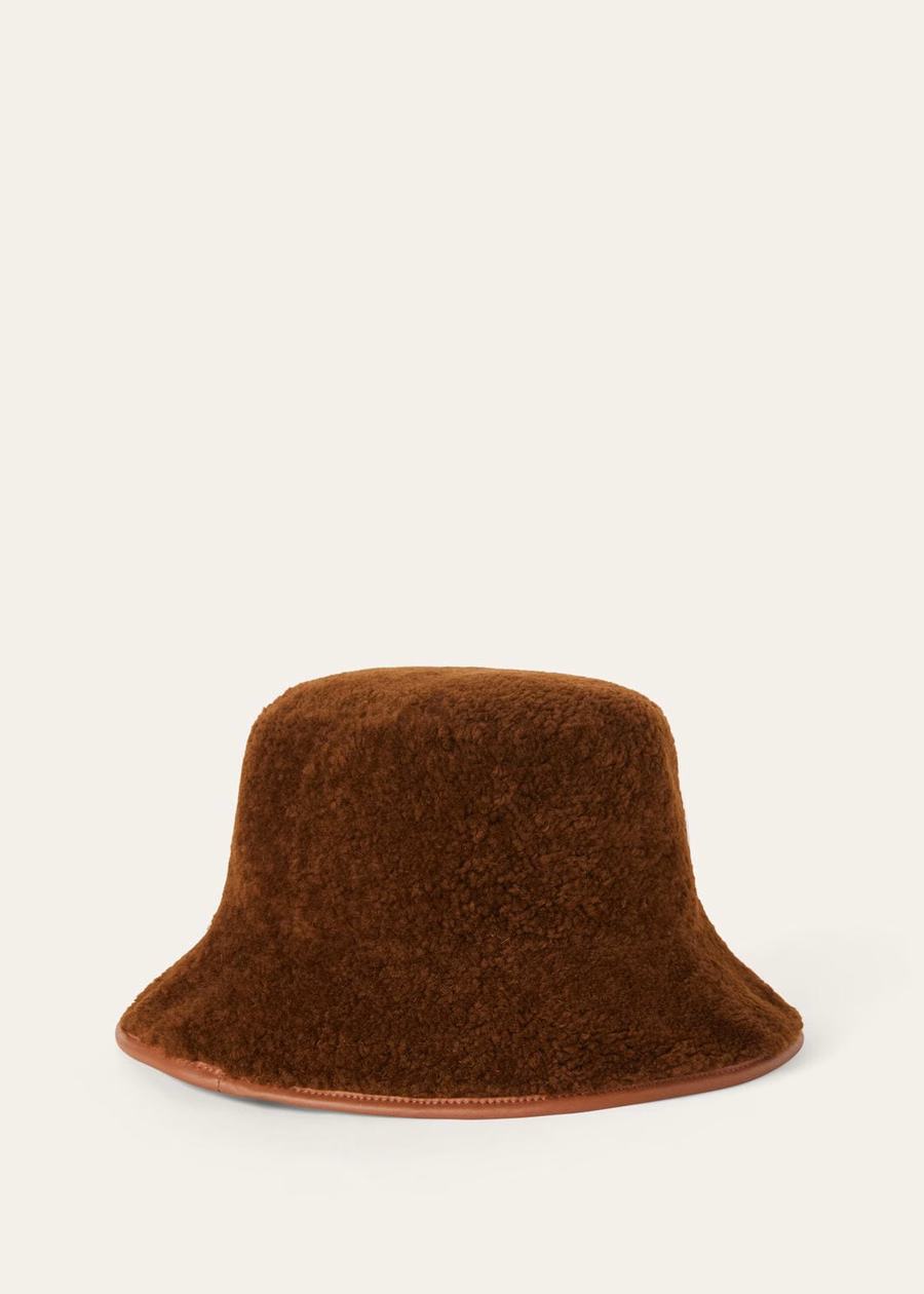 Sombrero tipo cubo Lys Camel Highlander de piel de oveja