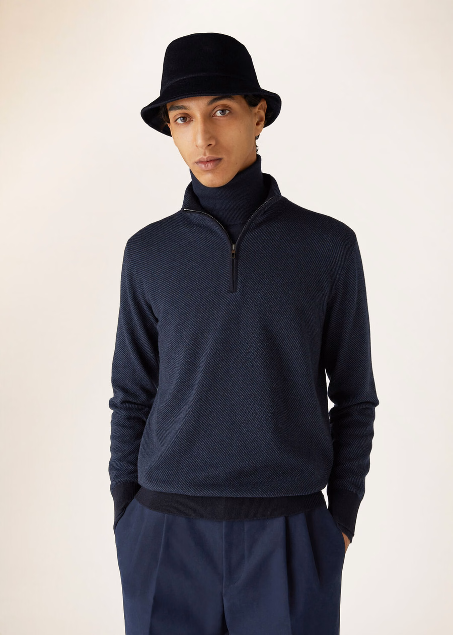 Jersey de cachemir Roadster Mezzocollo azul marino/azul noche Reserve