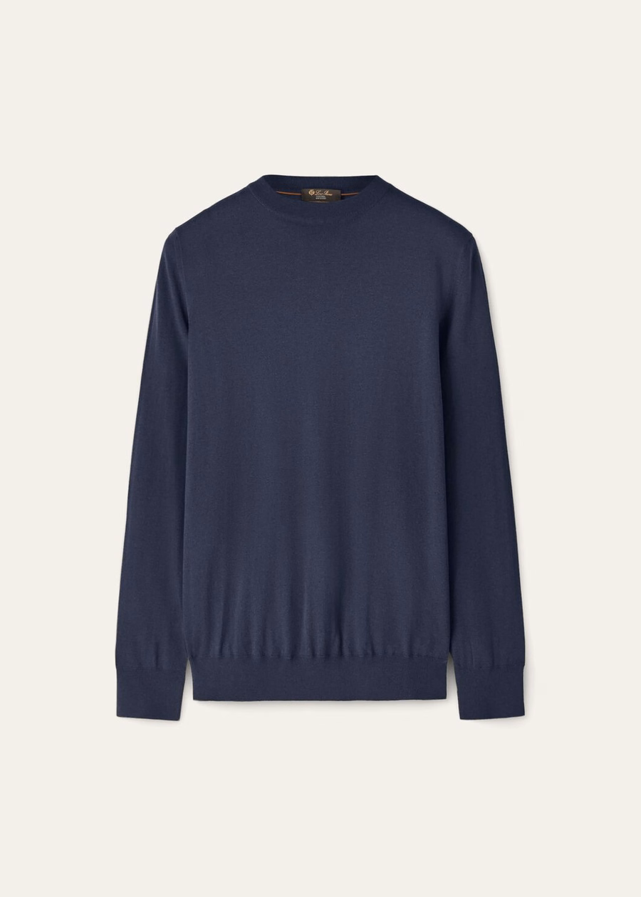 Casual Cuello Redondo Vicuña Azul Marino