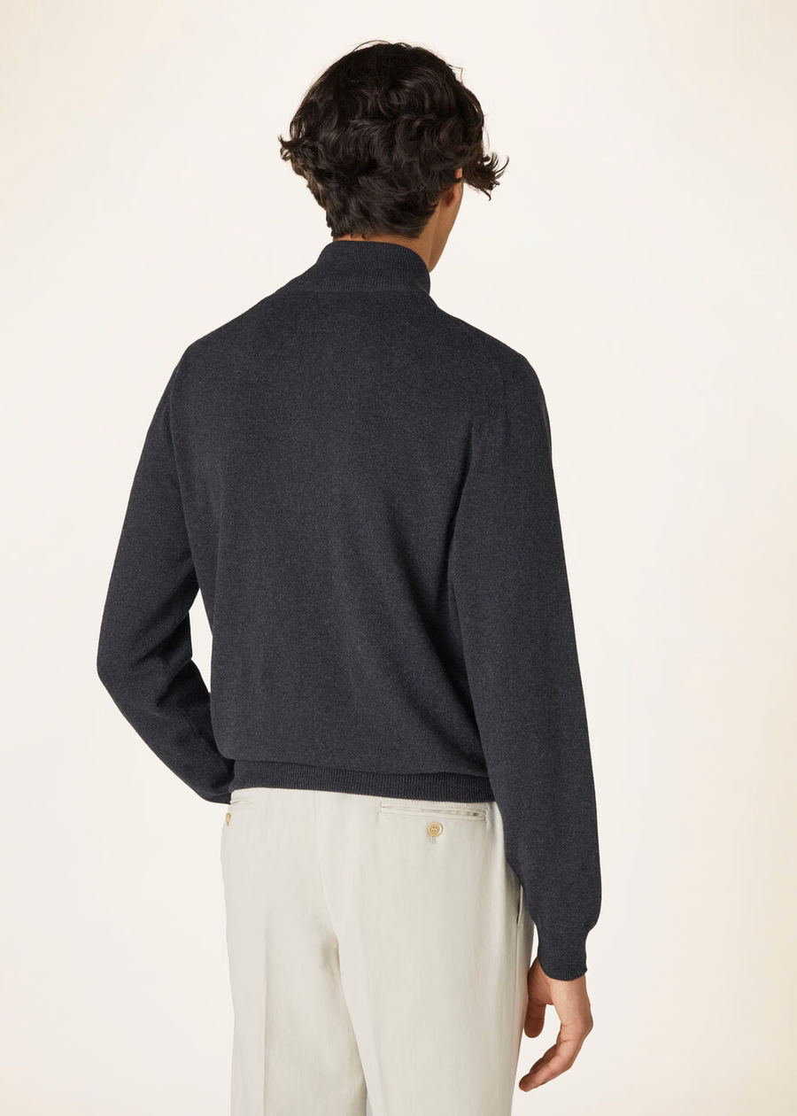 Chaqueta bomber clásica con cremallera para bebés, cachemir negro/gris jaspeado.