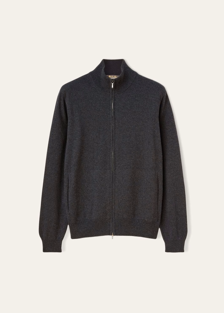 Chaqueta bomber clásica con cremallera para bebés, cachemir negro/gris jaspeado.