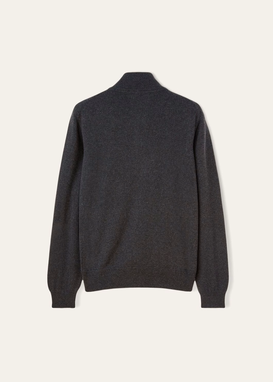 Chaqueta bomber clásica con cremallera para bebés, cachemir negro/gris jaspeado.
