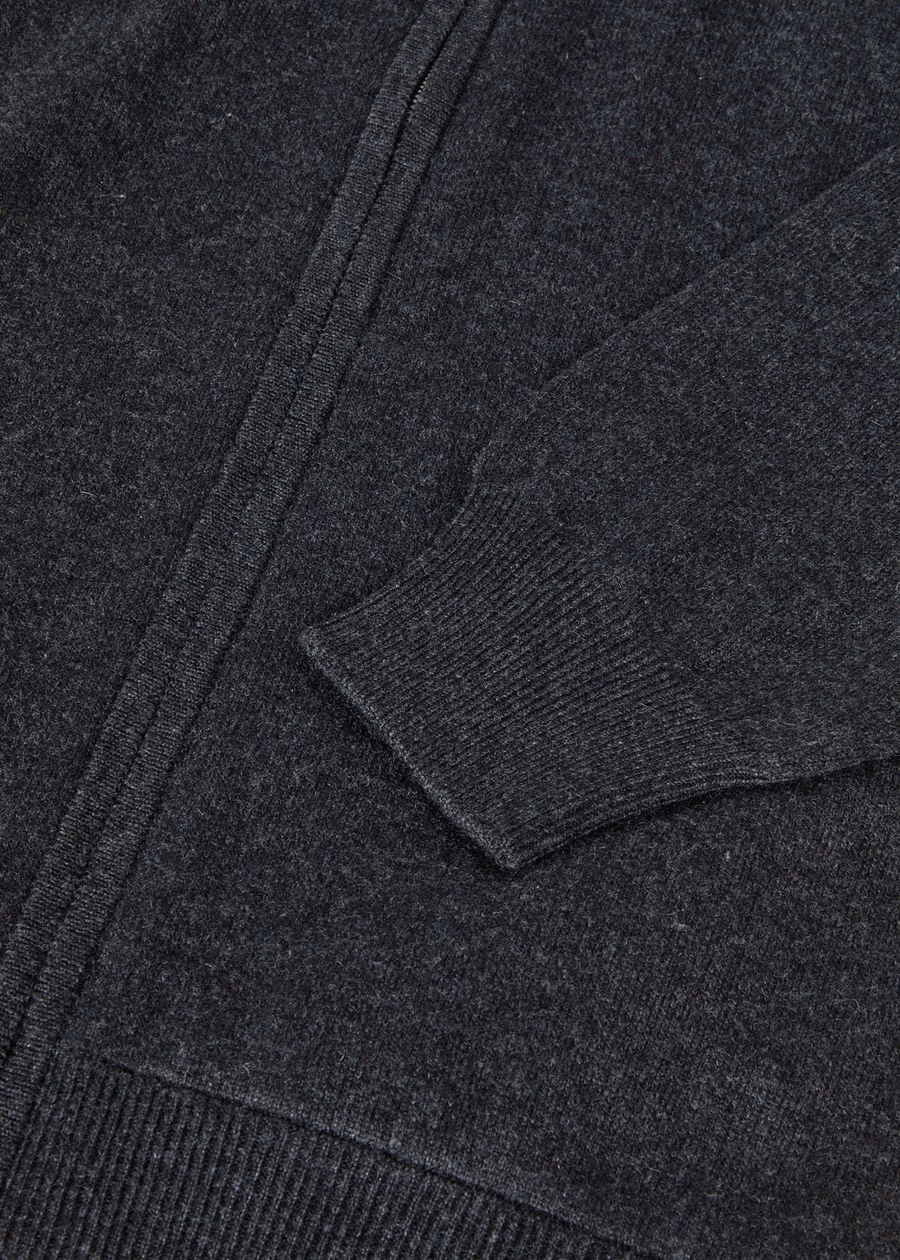 Chaqueta bomber clásica con cremallera para bebés, cachemir negro/gris jaspeado.