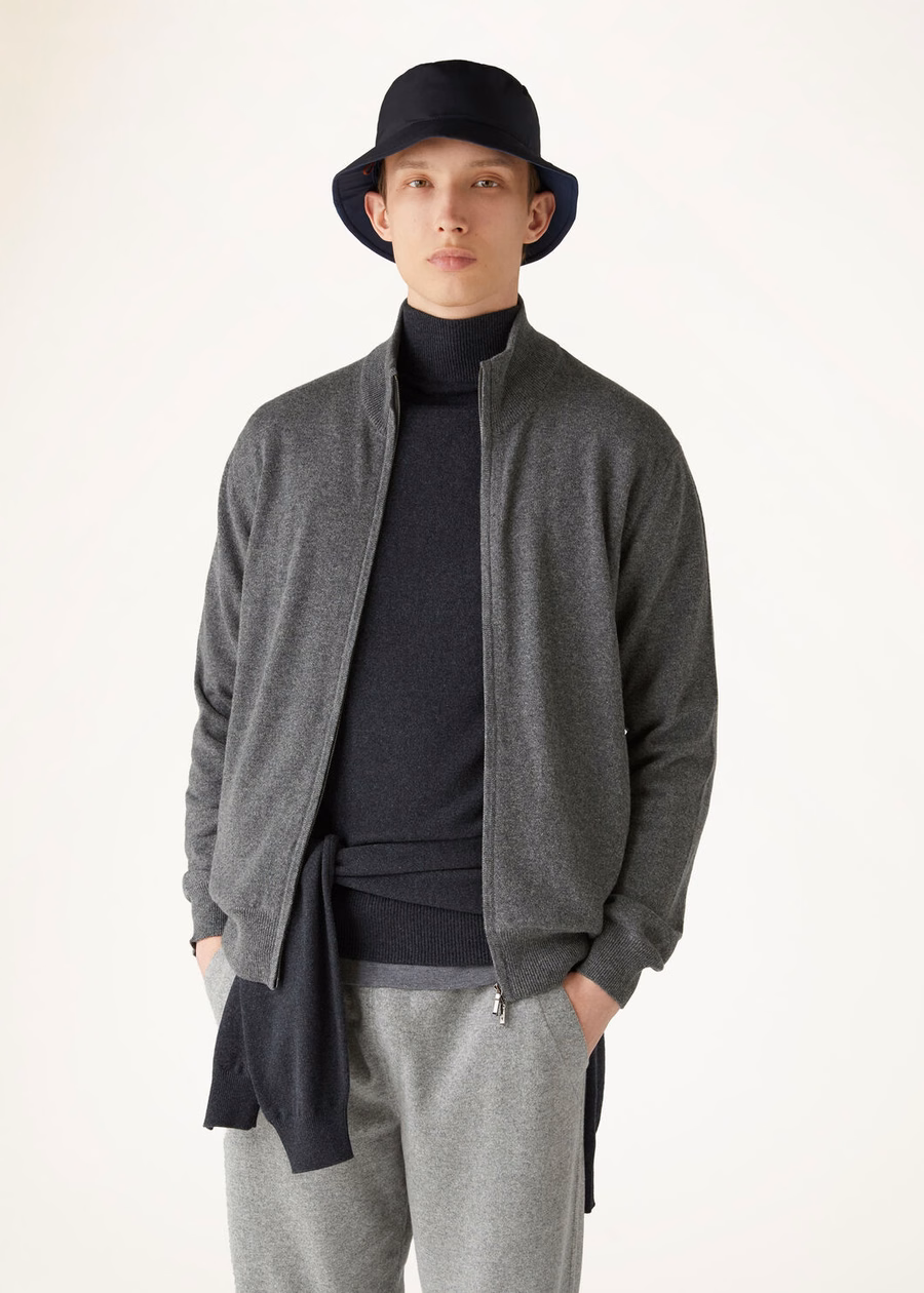 Chaqueta bomber clásica con cremallera para bebés, color gris jaspeado cachemir.