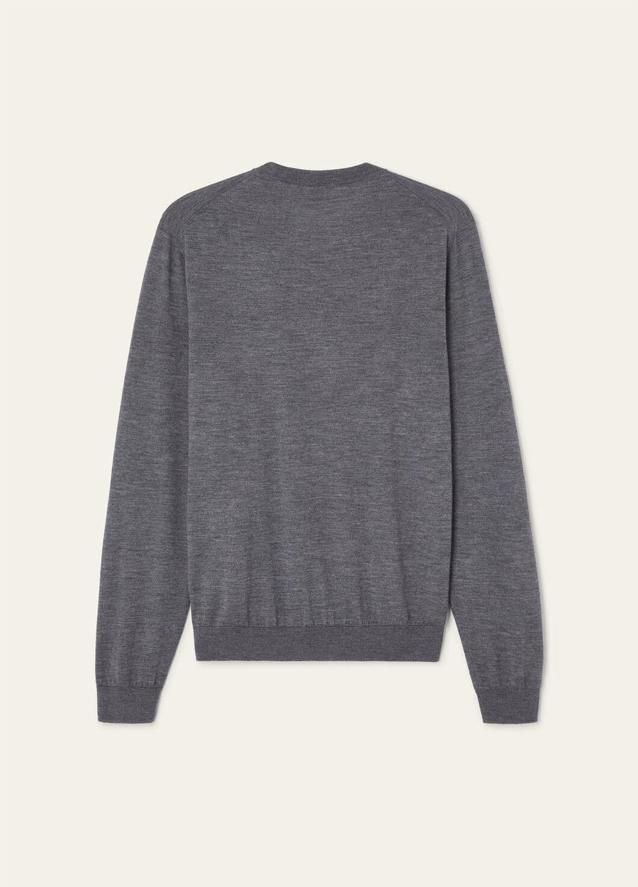 Sudadera de cuello redondo de seda y cachemira de lana virgen Sottile, color gris jaspeado.