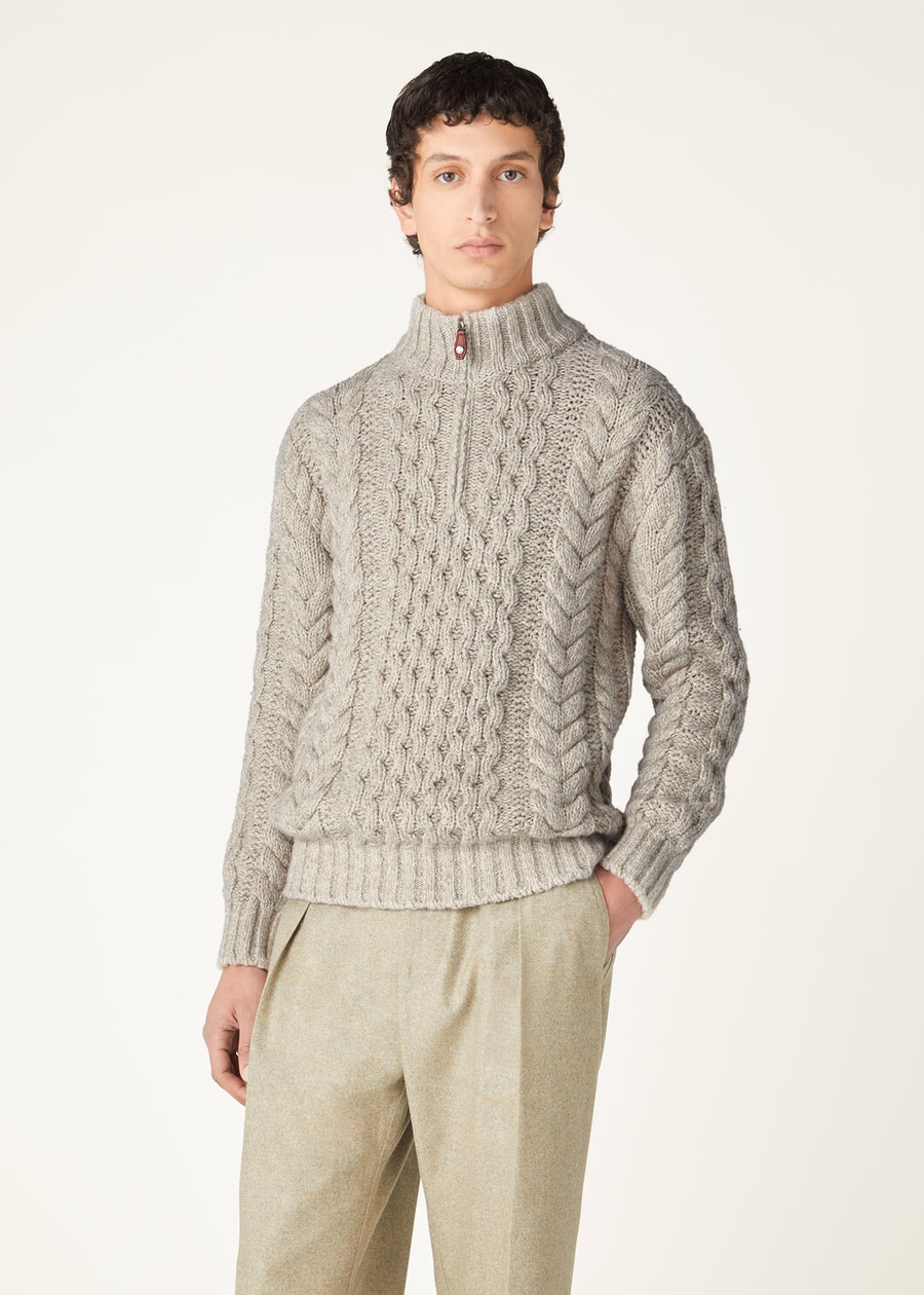 Jersey de cuello medio Valduggia Cashmere Garden Sand