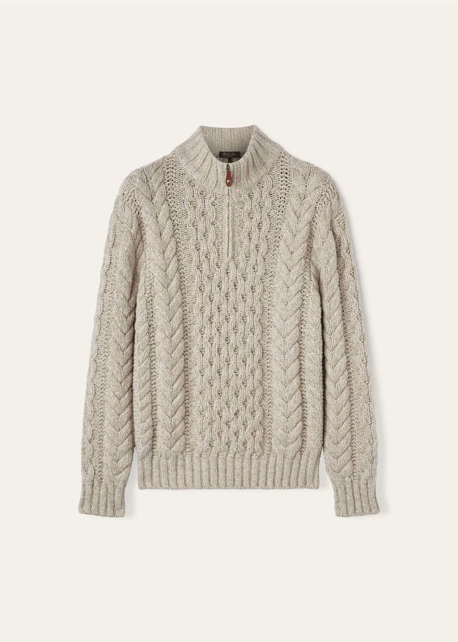 Jersey de cuello medio Valduggia Cashmere Garden Sand