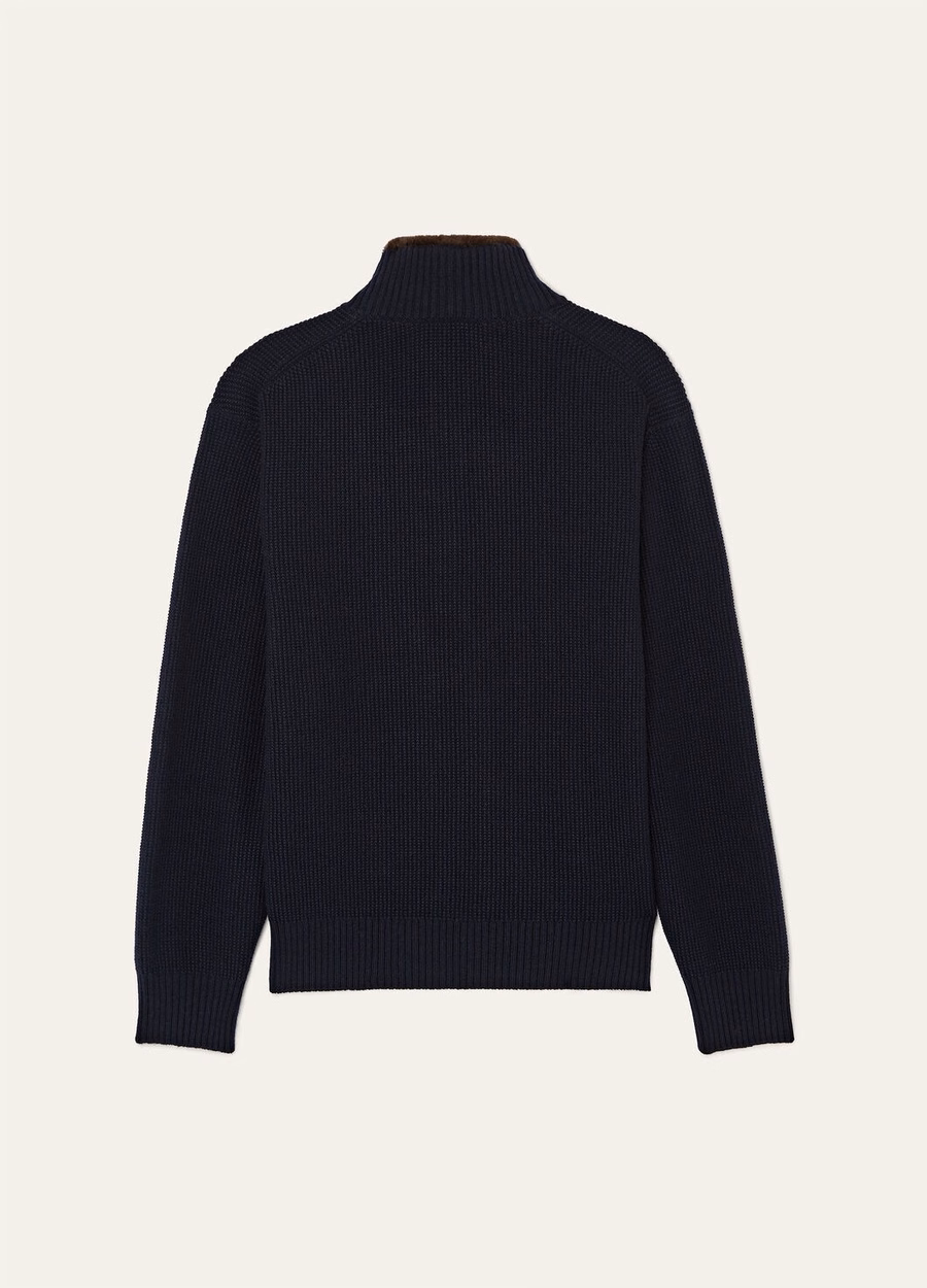 Jersey de cuello medio Alpe Baby Cashmere Coarsehair® azul marino