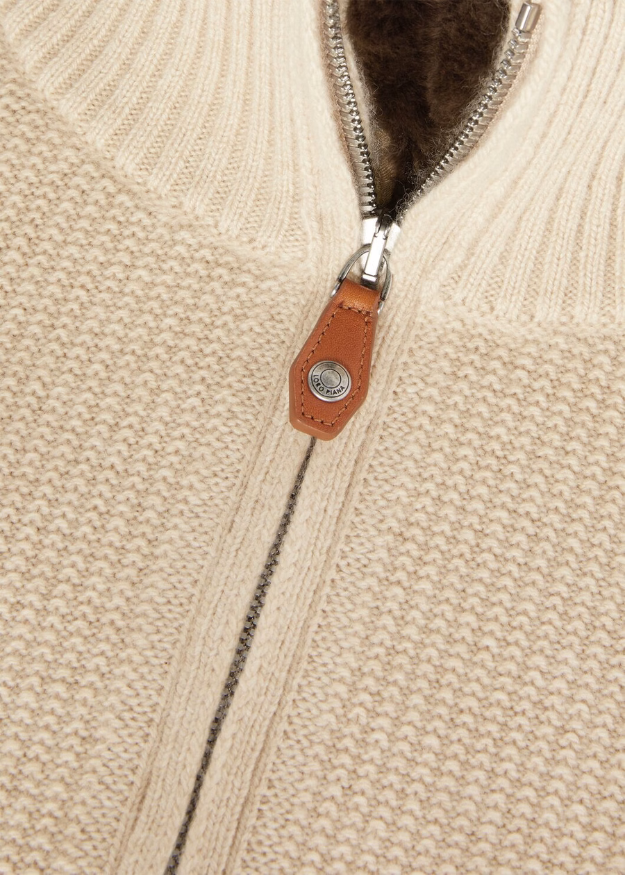 Jersey de cuello medio Alpe Baby Cashmere Coarsehair® color crema jaspeado