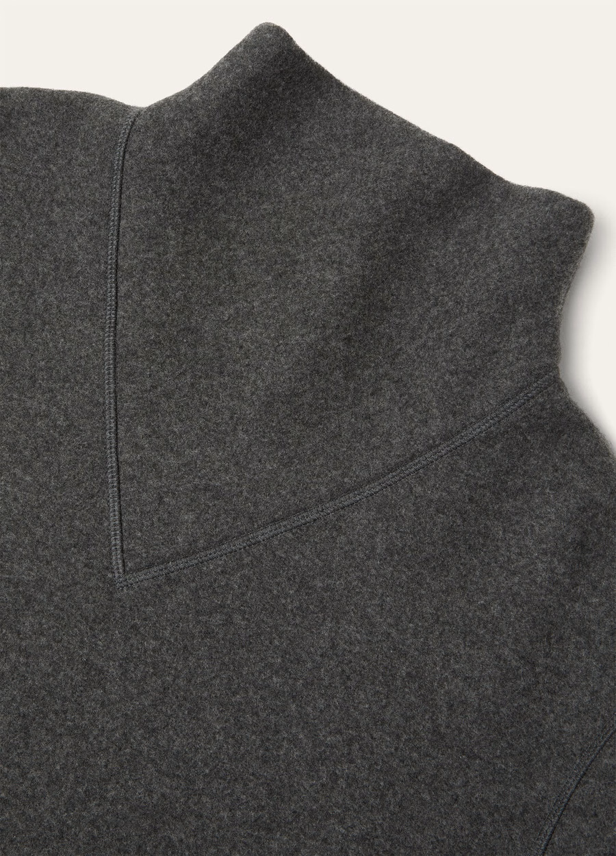 Sudadera Venenza con cuello alto, cachemir, lana virgen, color gris ceniza.