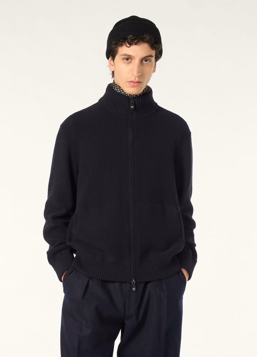 Jersey Alpe Bomber Baby Cashmere Coarsehair® azul marino