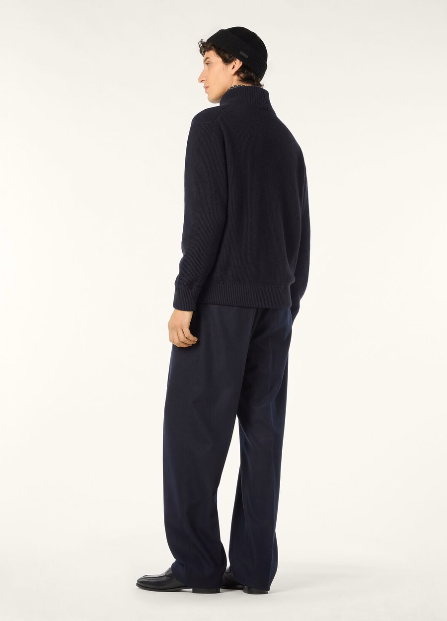 Jersey Alpe Bomber Baby Cashmere Coarsehair® azul marino