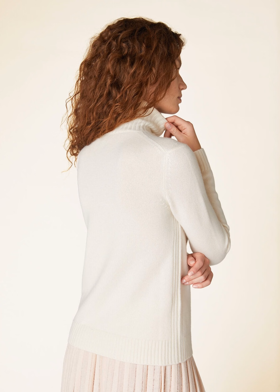 Jersey de cuello alto Parksville Baby de cachemir blanco titanio
