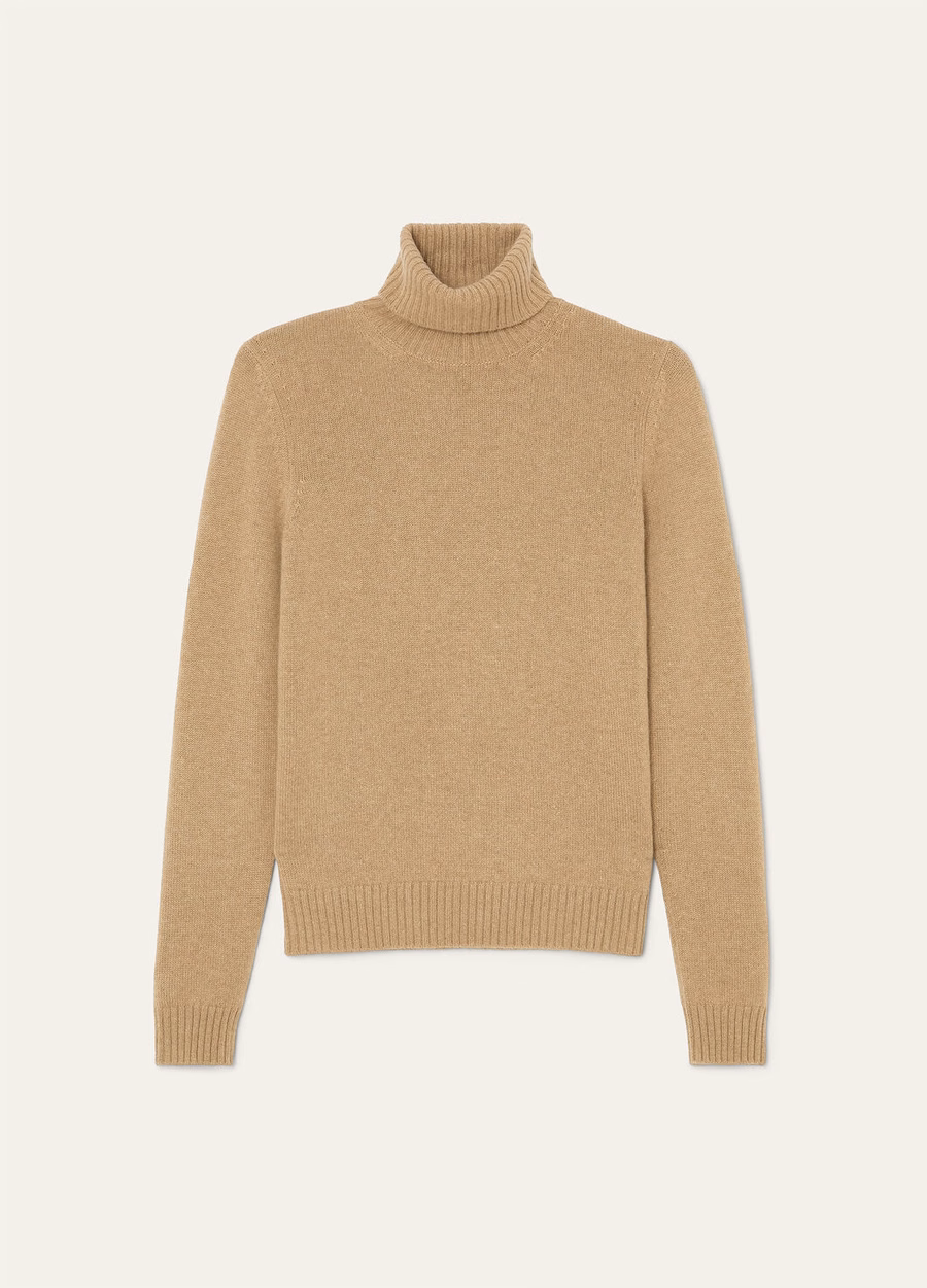 Jersey de cuello alto Parksville Baby Cashmere color trigo dorado jaspeado