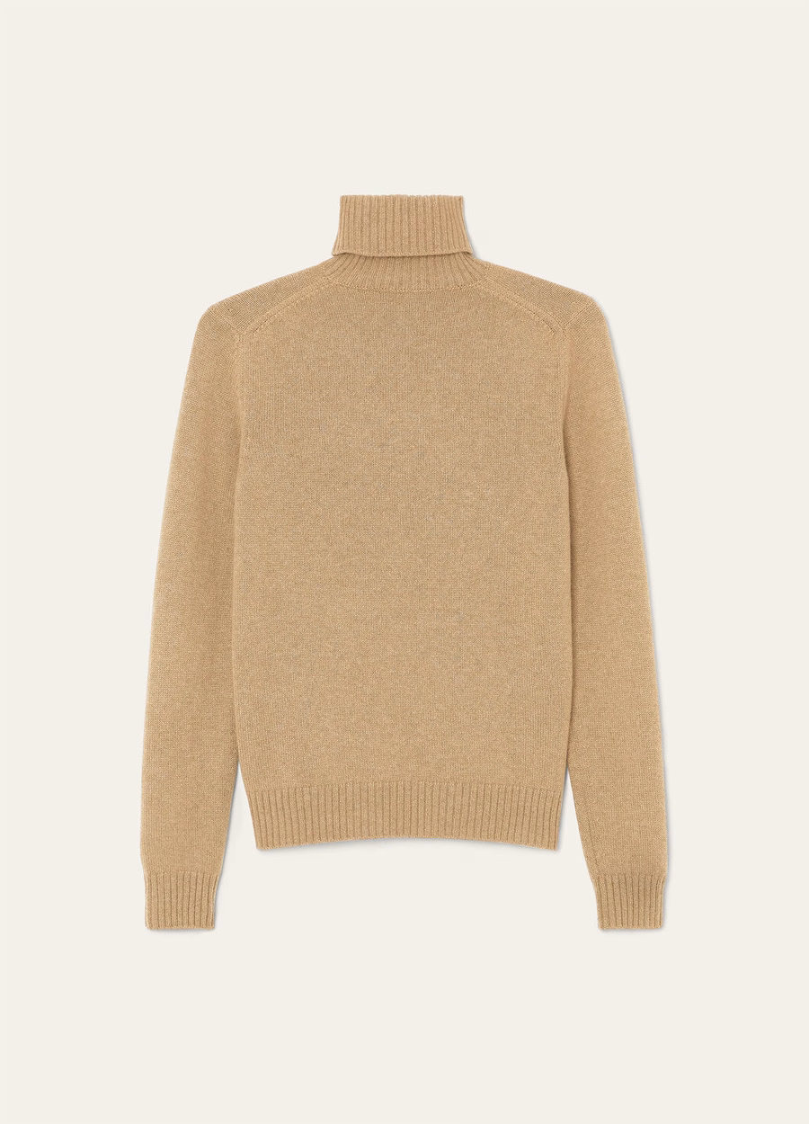 Jersey de cuello alto Parksville Baby Cashmere color trigo dorado jaspeado
