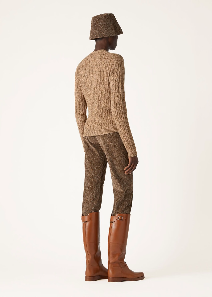 Cárdigan Treccia Baby Cashmere Trigo Dorado/Gingerbread Dorado