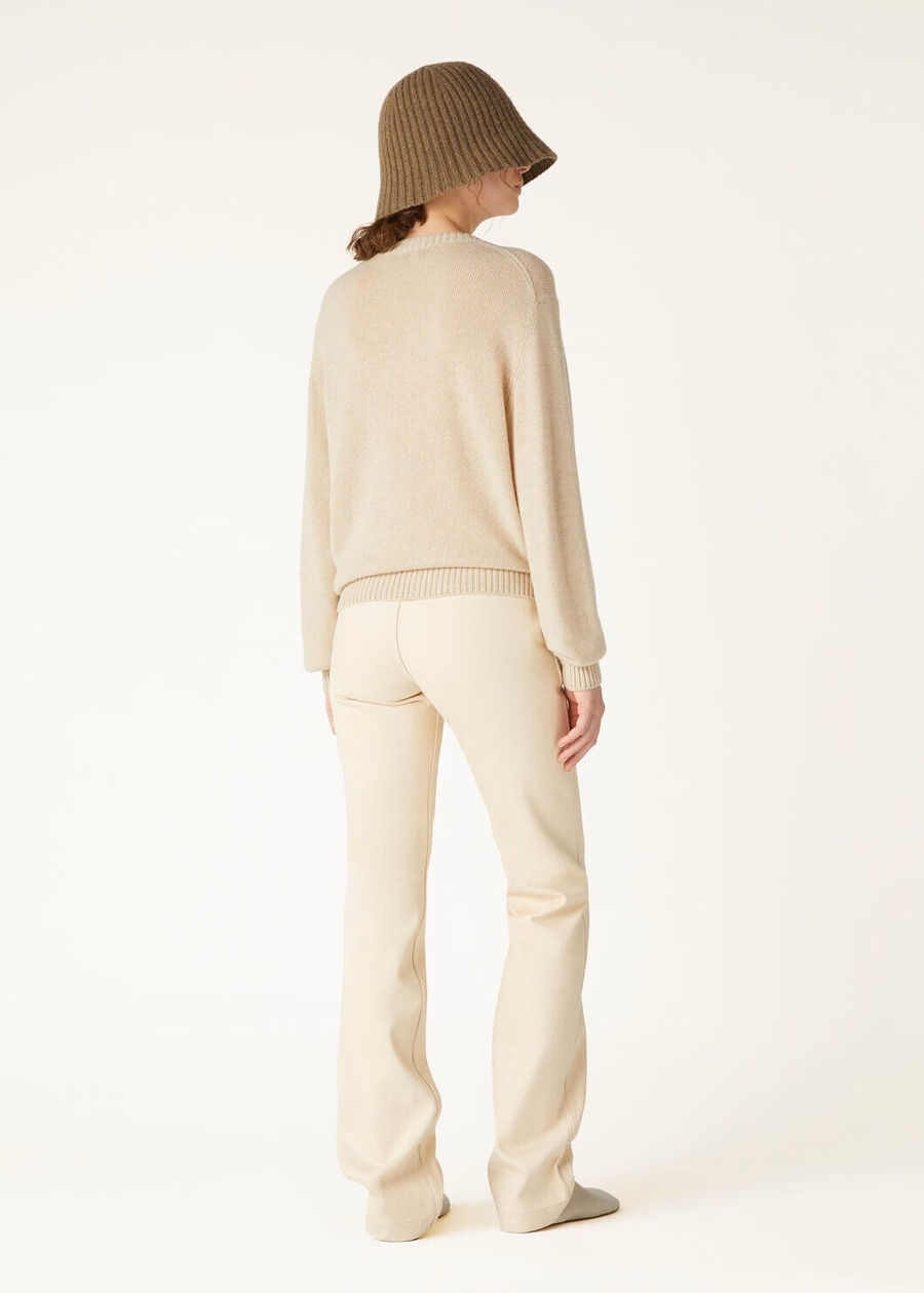 Jersey de cuello redondo Cellio Baby Cashmere color beige rosado/helichrysum/marfil