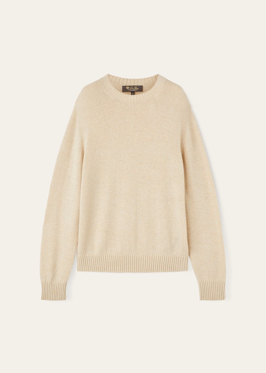 Jersey de cuello redondo Cellio Baby Cashmere color beige rosado/helichrysum/marfil