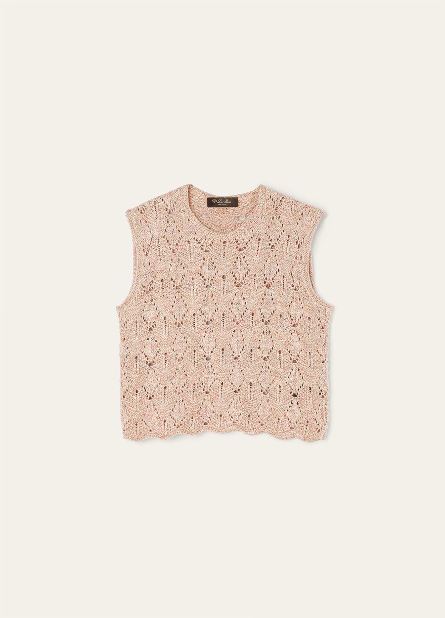 Jersey de cuello redondo Verbania en seda y cachemir con pétalos de flores secas.
