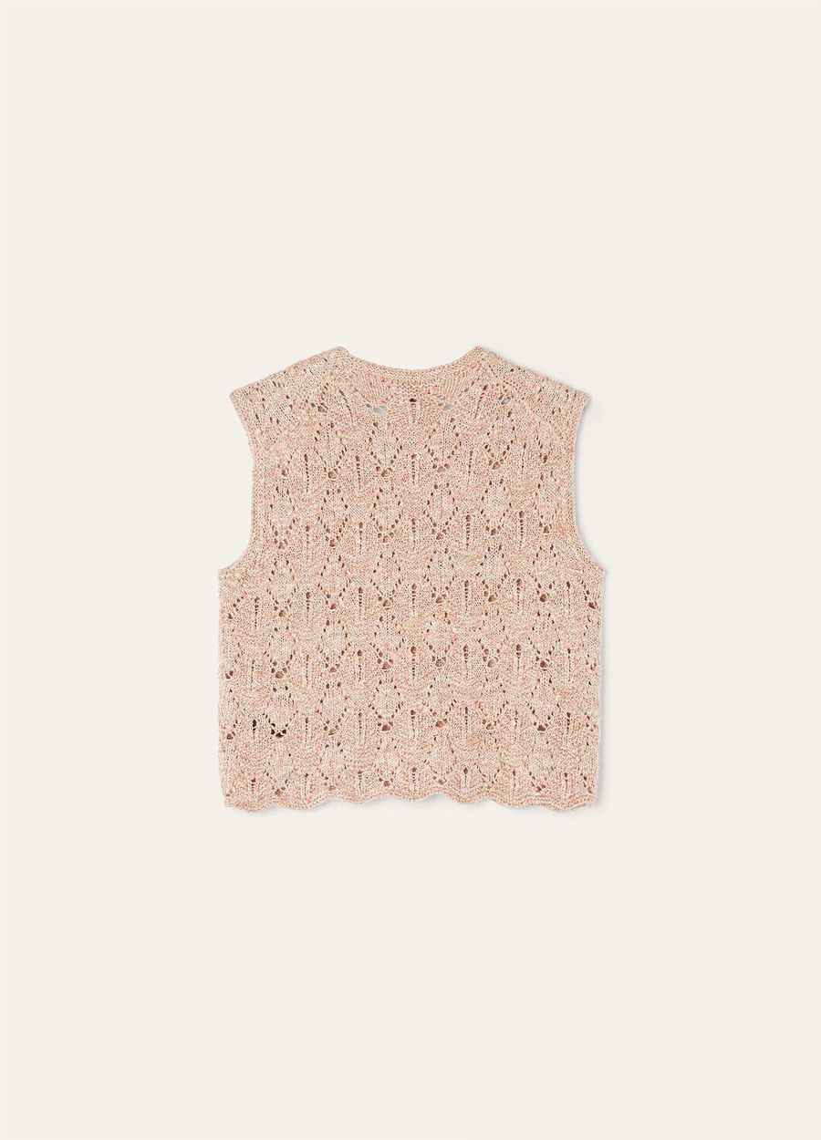 Jersey de cuello redondo Verbania en seda y cachemir con pétalos de flores secas.