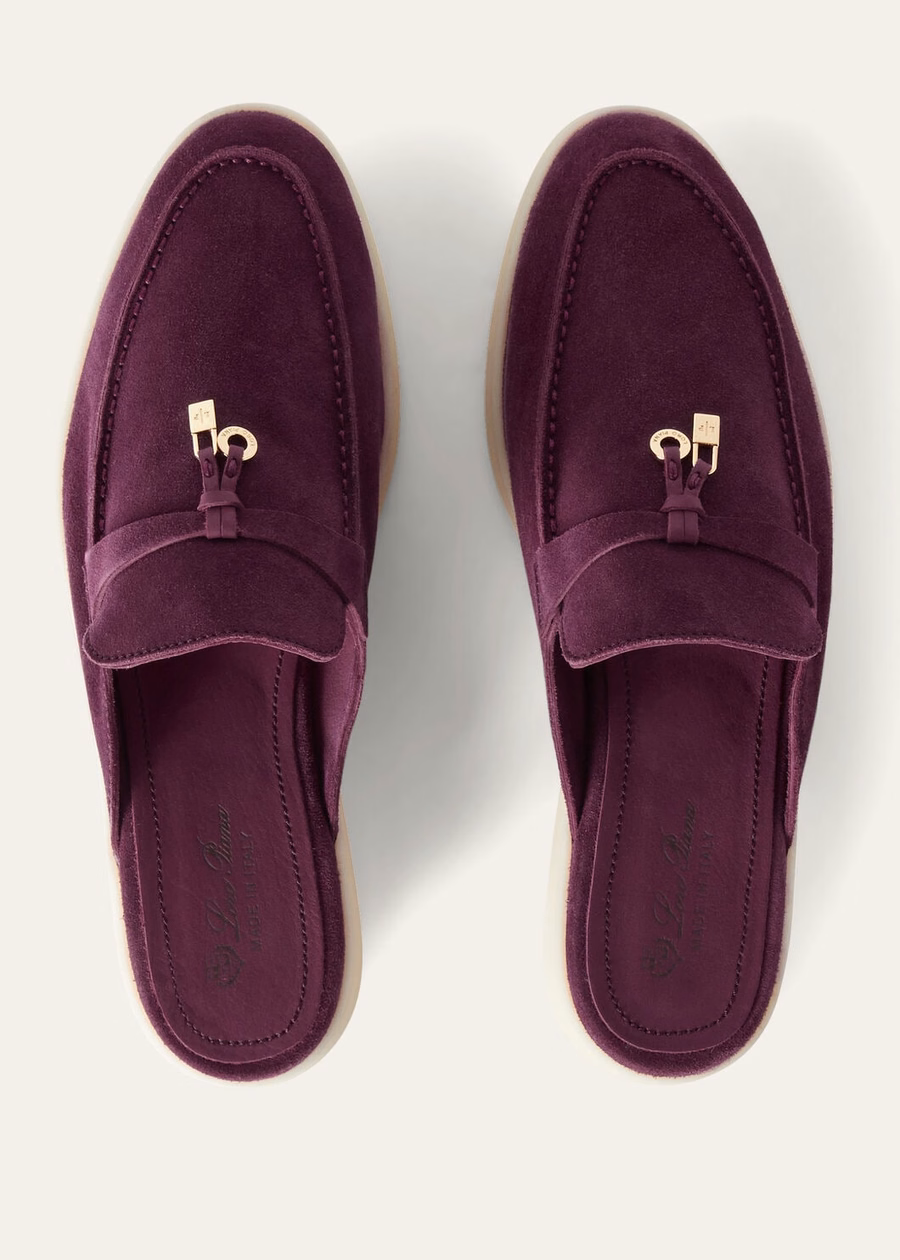 Babouche Charms Walk Mocasines de ante y piel de cabra color amaranto brillante