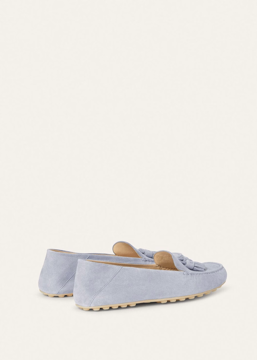 Mocasines de ante y piel de cabra con estampado de puntos y suela de circonita