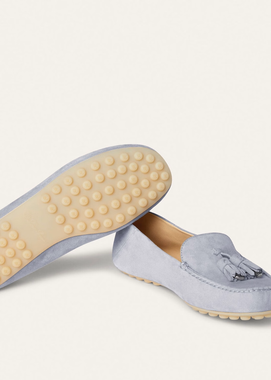 Mocasines de ante y piel de cabra con estampado de puntos y suela de circonita