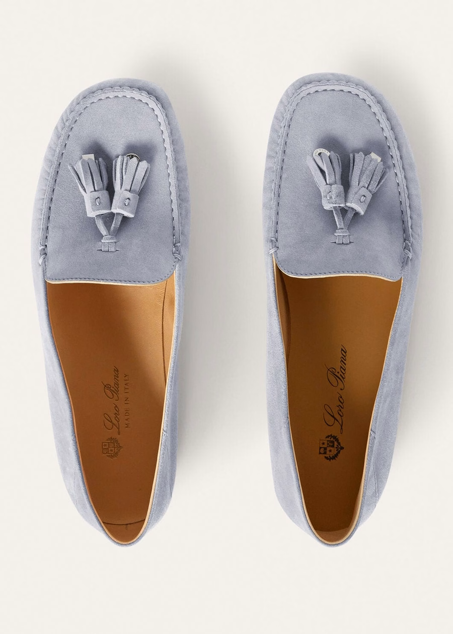 Mocasines de ante y piel de cabra con estampado de puntos y suela de circonita