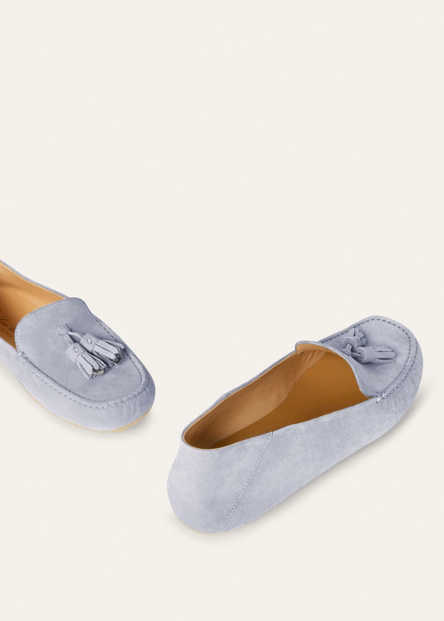Mocasines de ante y piel de cabra con estampado de puntos y suela de circonita