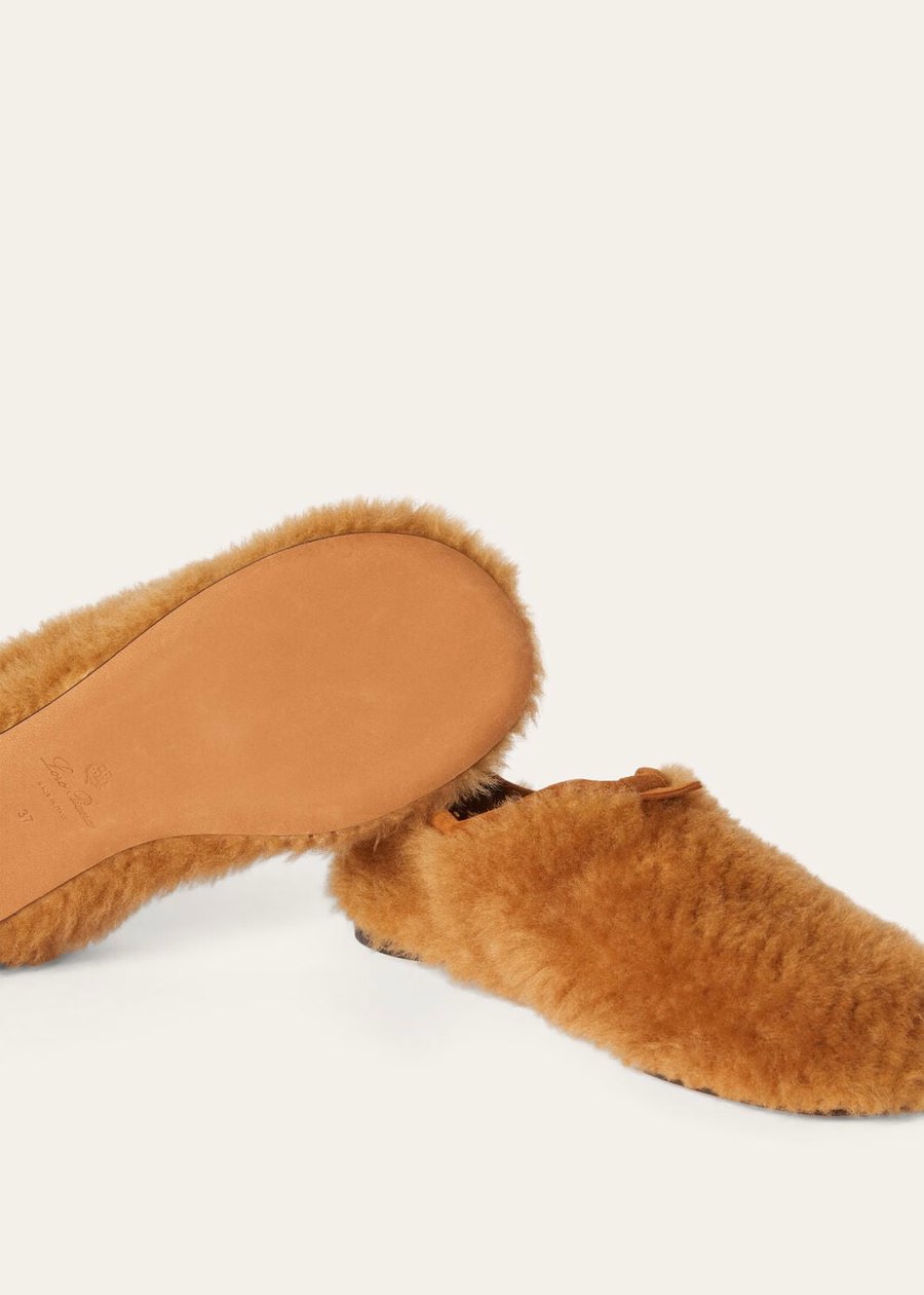 Mocasín plano flotante de borrego color pan de jengibre dorado jaspeado