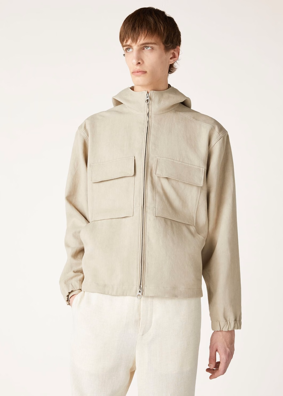 Cazadora bomber de lino Athon Taupe terroso