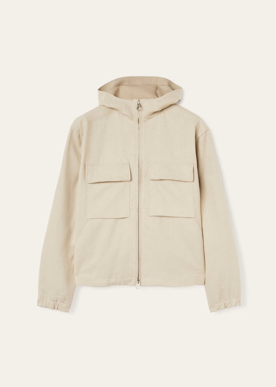 Cazadora bomber de lino Athon Taupe terroso