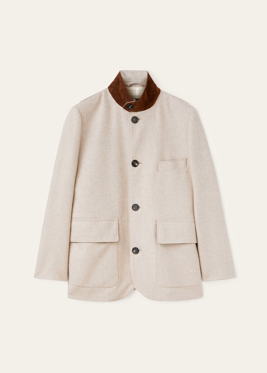 Chaqueta Roadster Mini de cachemir, lana virgen y fieltro natural.
