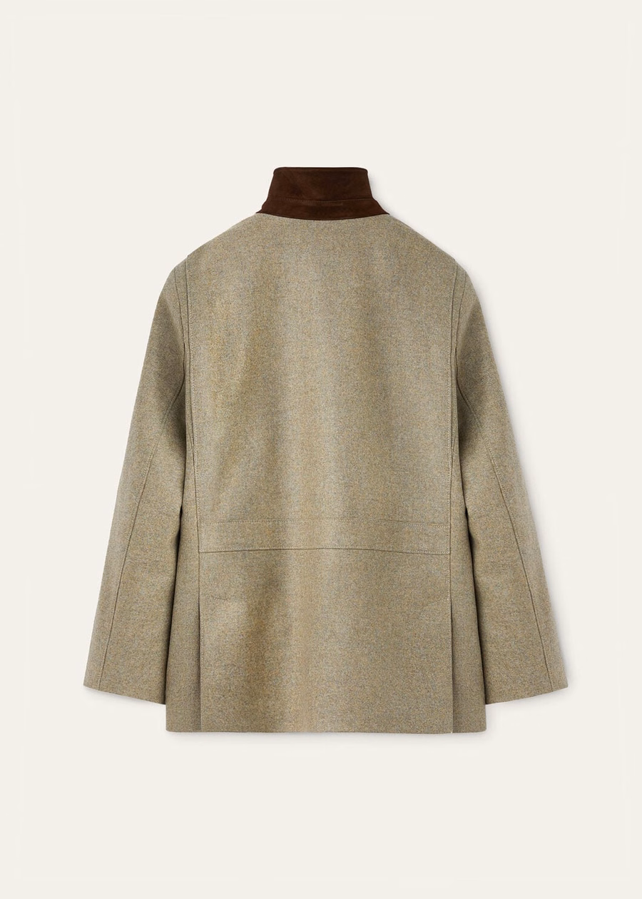 Chaqueta Roadster Mini de cachemir y lana virgen color haya melange