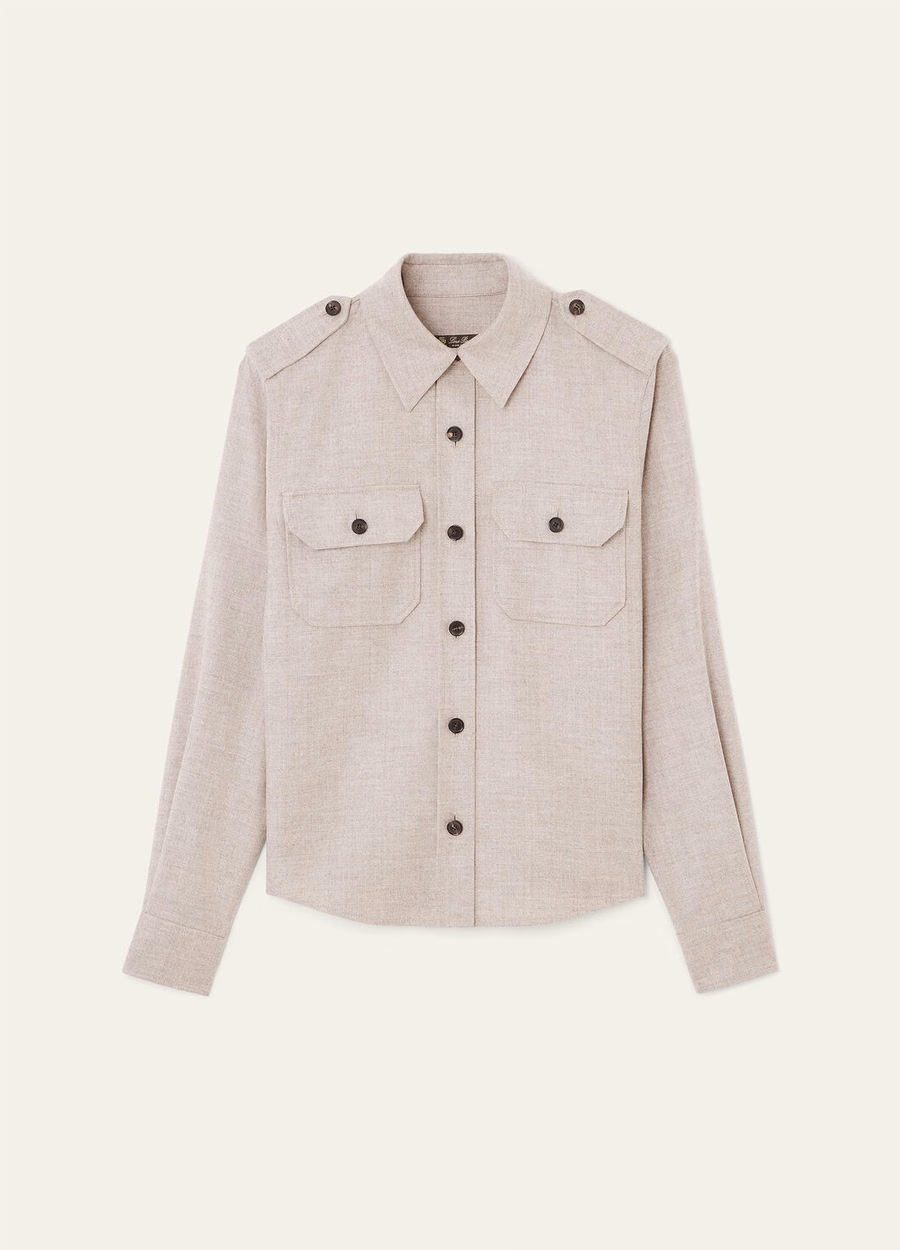Camisa Anya de cachemir y lana virgen, color gris brumoso.