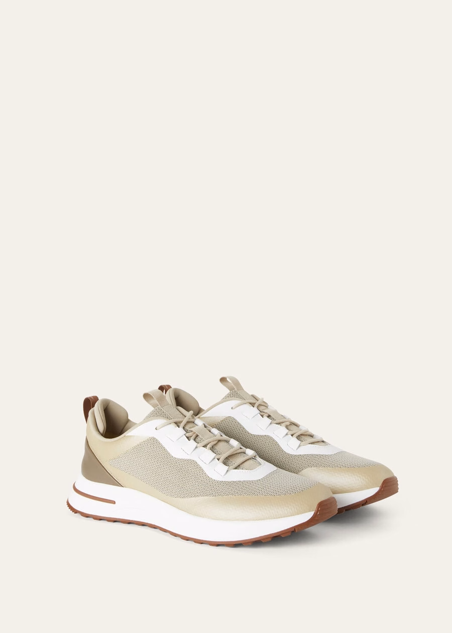 Zapatillas deportivas de microfibra para caminar el fin de semana, color beige desierto.