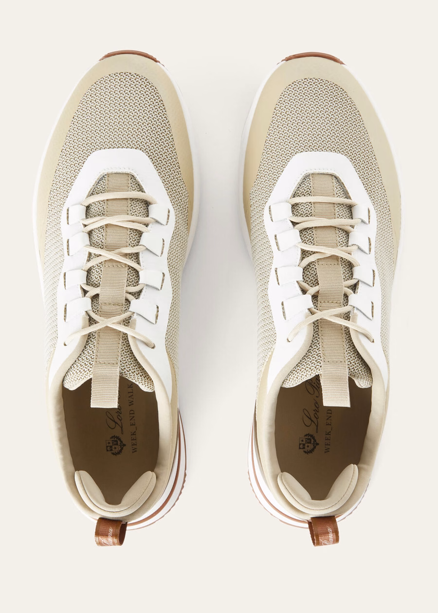Zapatillas deportivas de microfibra para caminar el fin de semana, color beige desierto.