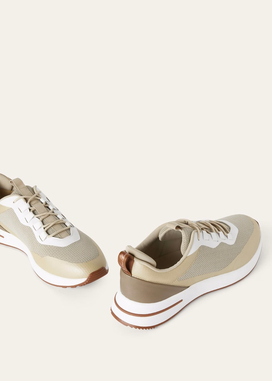 Zapatillas deportivas de microfibra para caminar el fin de semana, color beige desierto.