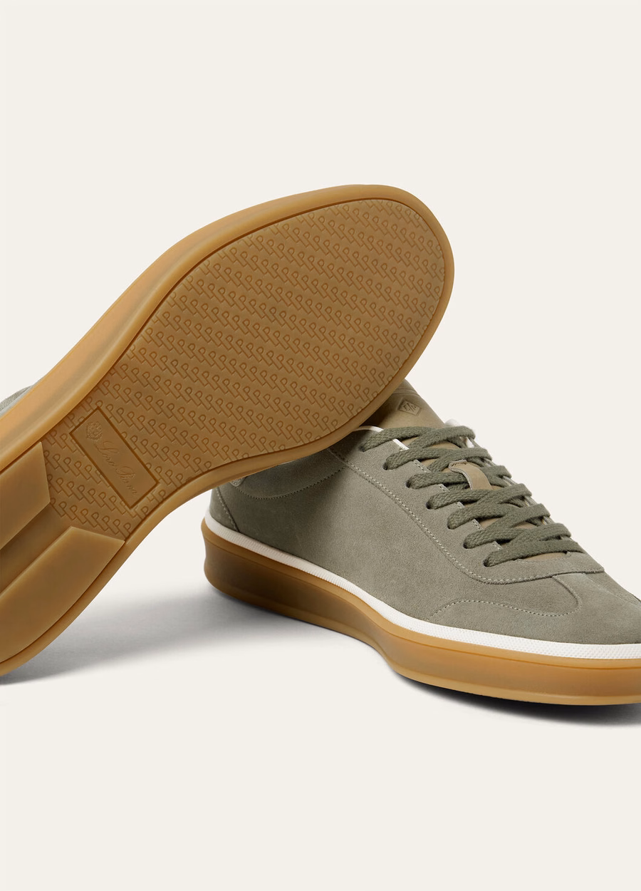 Zapatillas Tennis Walk de ante con abertura en la pantorrilla, color gris militar.