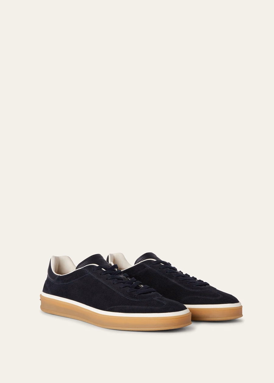 Zapatillas Walk Tennis de ante con abertura en la pantorrilla, color azul marino